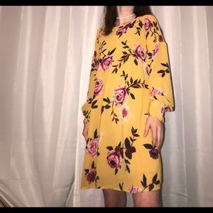 yellow floral long sleeve dress